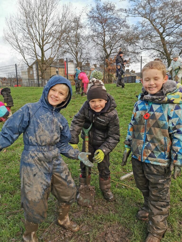 Pupils planting trees for Pennine Lancashire Treescapes (PLanT)